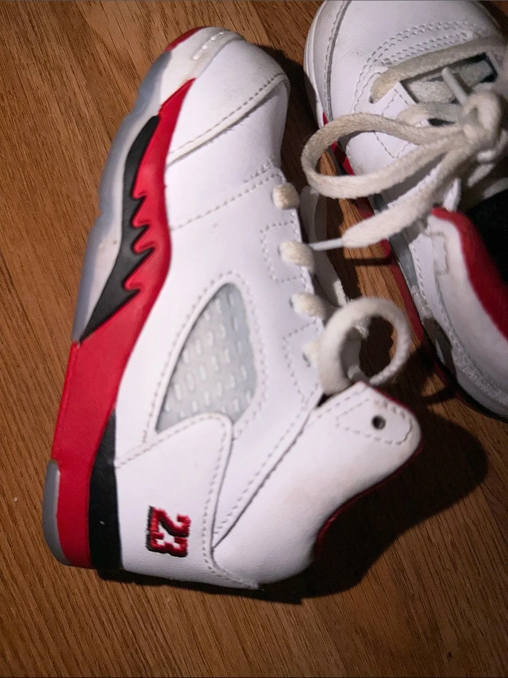 Jordan Kids White and Red High-Top Sneakers